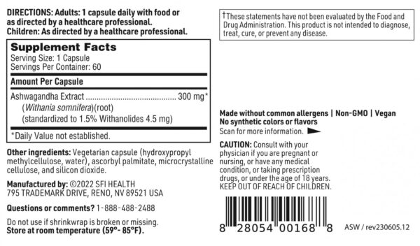 Extracto natural ashwagandha Klaire Labs para memoria y estrés