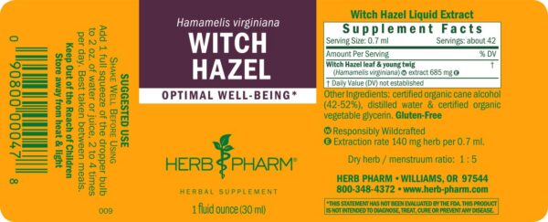 Extracto puro Hamamelis Herb Pharm 2 frascos 1 Fl Oz