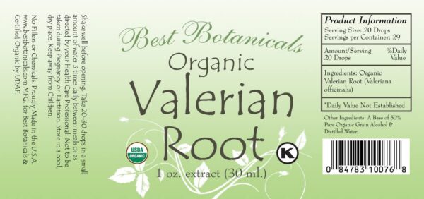 Extracto raíz valeriana Best Botanicals alcohol 50%