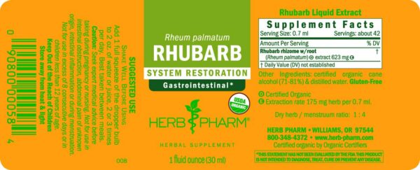 Extracto vegetal de ruibarbo certificado y analizado HPTLC