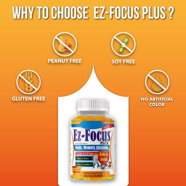 Frasco y etiqueta de Ez-Focus Omega 3
