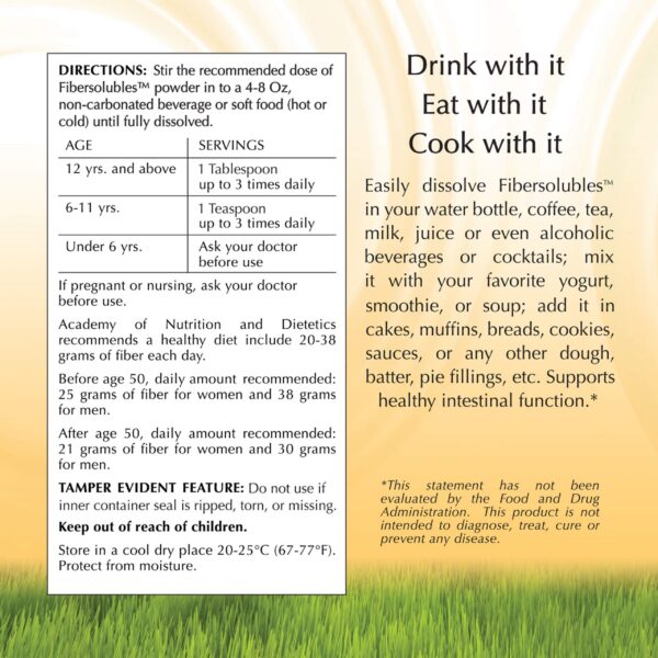 Fibersolubles fibra soluble no espesante sin gluten ni azúcar