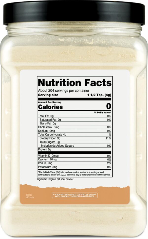 Fibra de avena orgánica Nutricost libre de azúcares añadidos