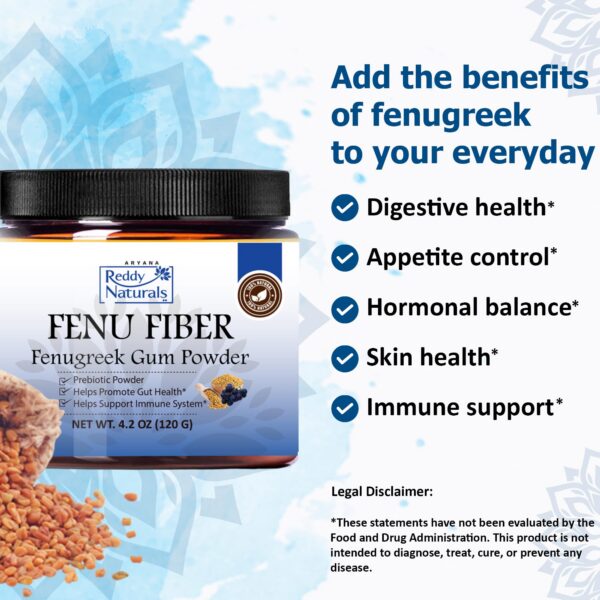 Fibra de fenogreco en polvo Reddy Naturals para salud digestiva