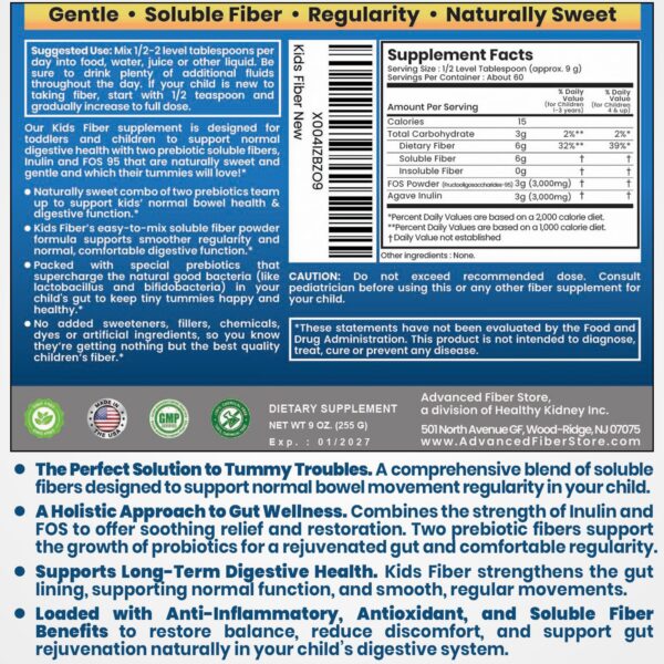 Fibra en polvo para niños para salud y bienestar diario