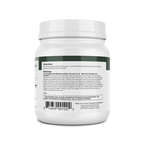 Fibras orgánicas prebiotic greens Transparent Labs salud digestiva