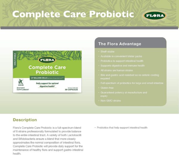 Flora caja lateral con información completa probiótico