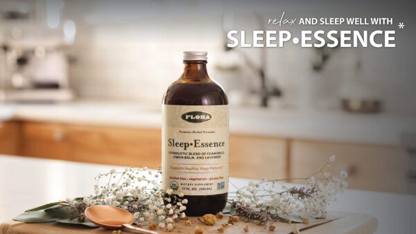 Suplemento para sueño Flora Sleep-Essence con ingredientes orgánicos y veganos