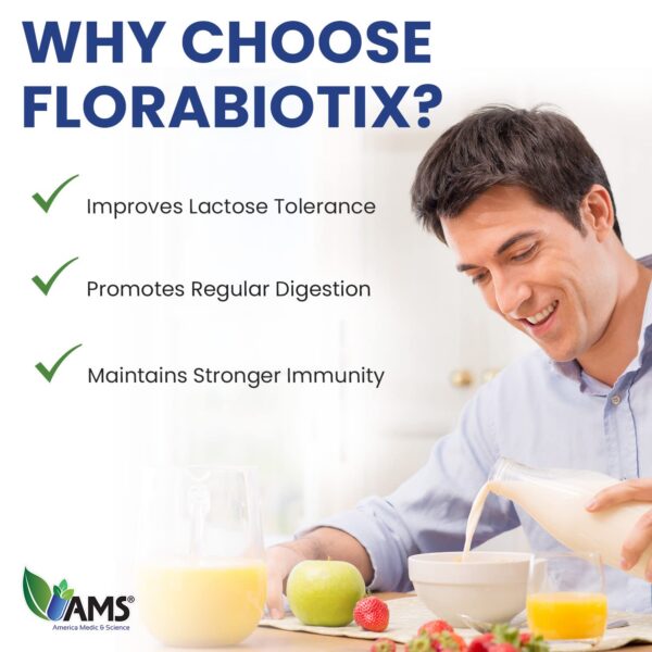 Florabiotix probiótico frasco y cápsulas sobre fondo blanco