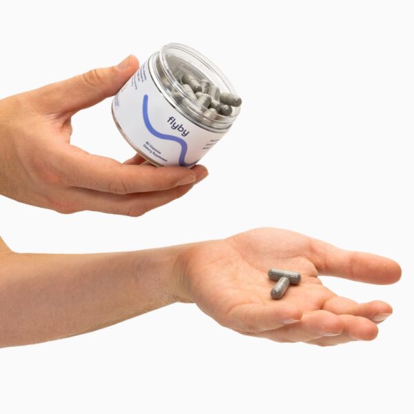 Flyby Recovery cápsulas label close up