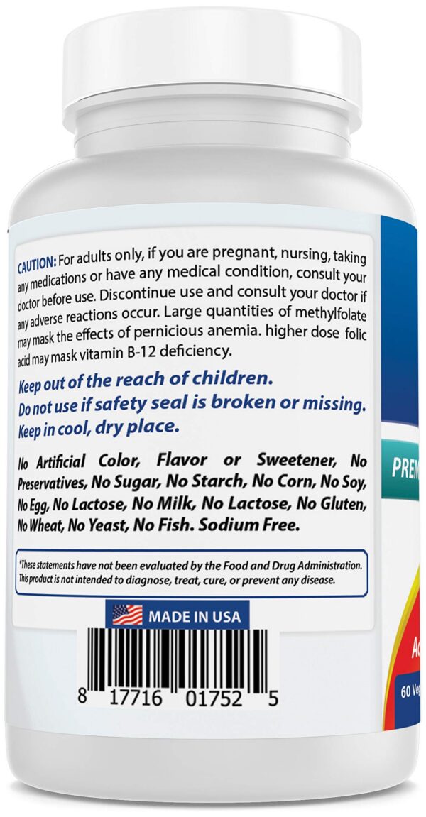Etiqueta del frasco de folato Methyl Folate