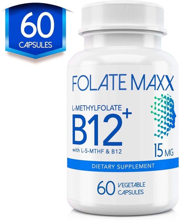 FolateMaxx cápsulas 60 cuenta suplemento folato y vitamina B12