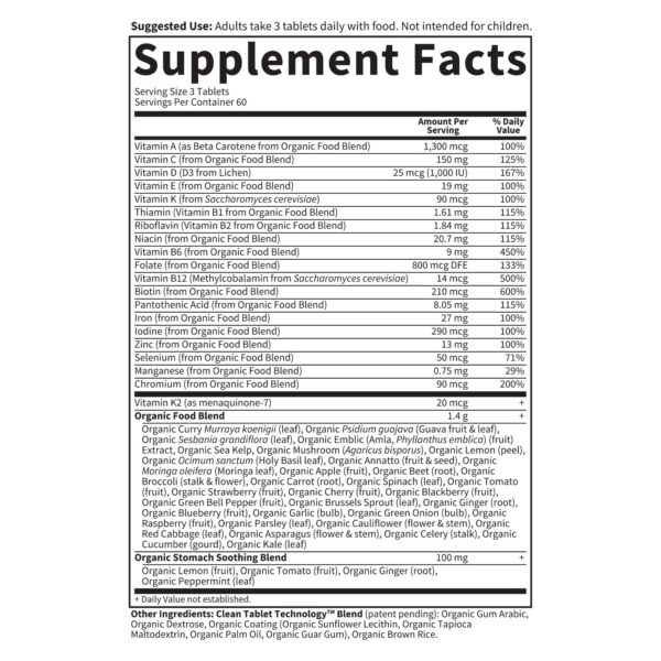 Fórmula multivitamínica prenatal Garden of Life sin agregado sintético