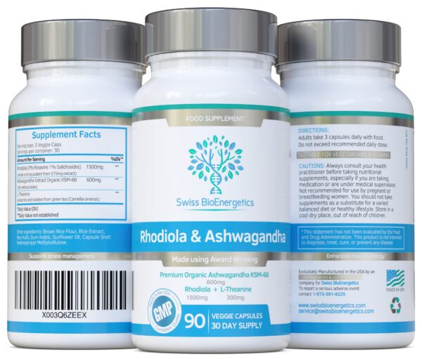 Fórmula pura y potente Rhodiola Ashwagandha Swiss BioEnergetics
