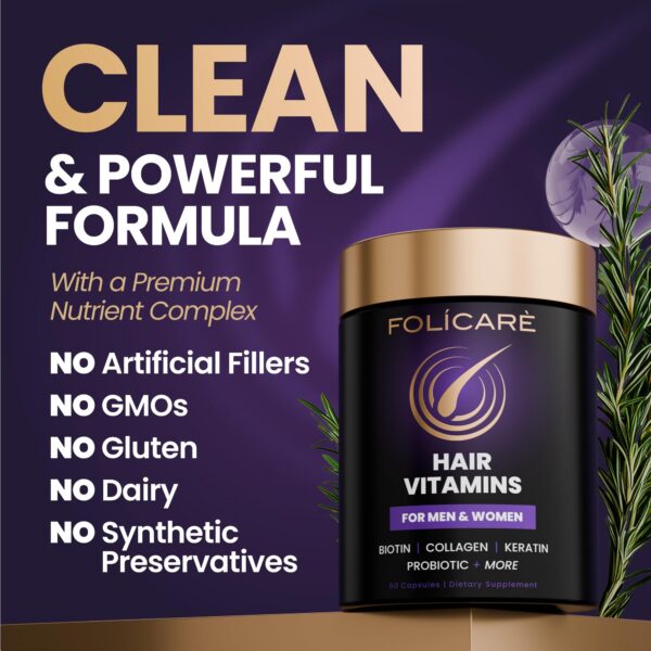 Vitaminas para cabello y piel Folicare con probióticos y biotina