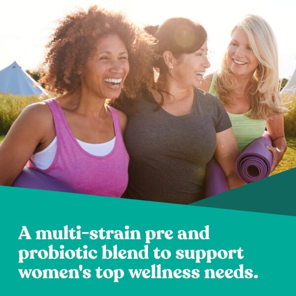 Frasco con 30 cápsulas probióticos para salud digestiva femenina