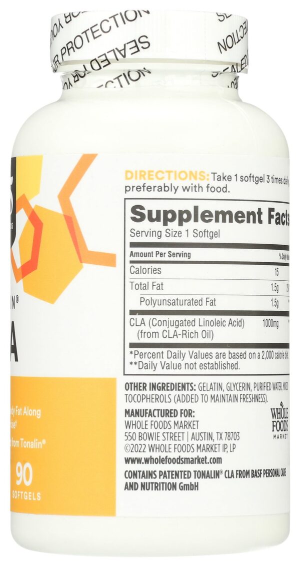 Frasco 365 Whole Foods Tonalin CLA 90 cápsulas blandas