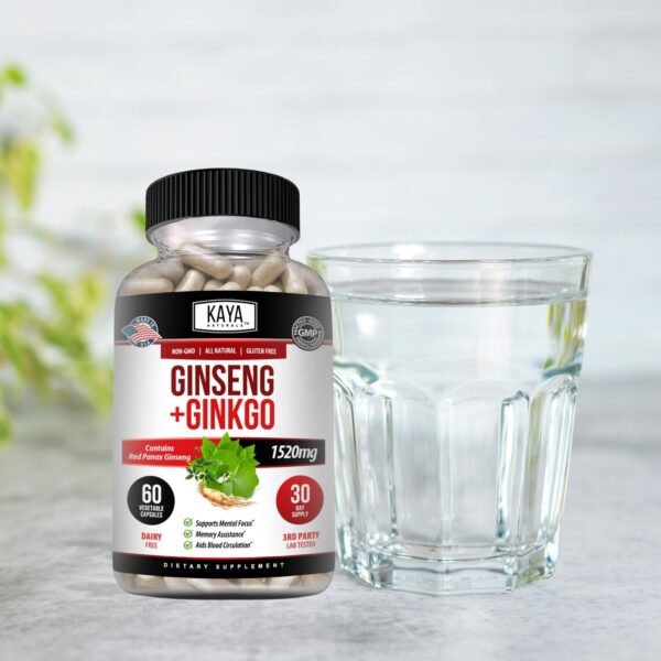 Frasco con 60 cápsulas Kaya Naturals para enfoque mental