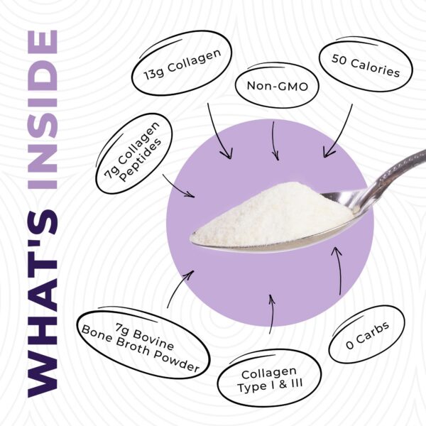 Version 1.0.0 Frasco de 64 porciones de polvo de caldo de huesos con colágeno
