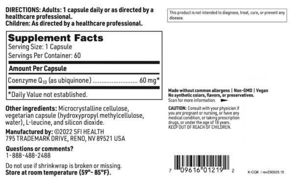 Version 1.0.0 Frasco abierto Coenzima Q10 Klaire Labs 60 cápsulas