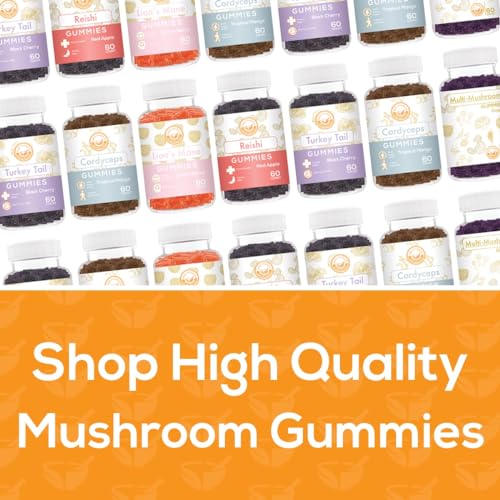 Frasco abierto con gomitas de champiñón reishi de Safer Products