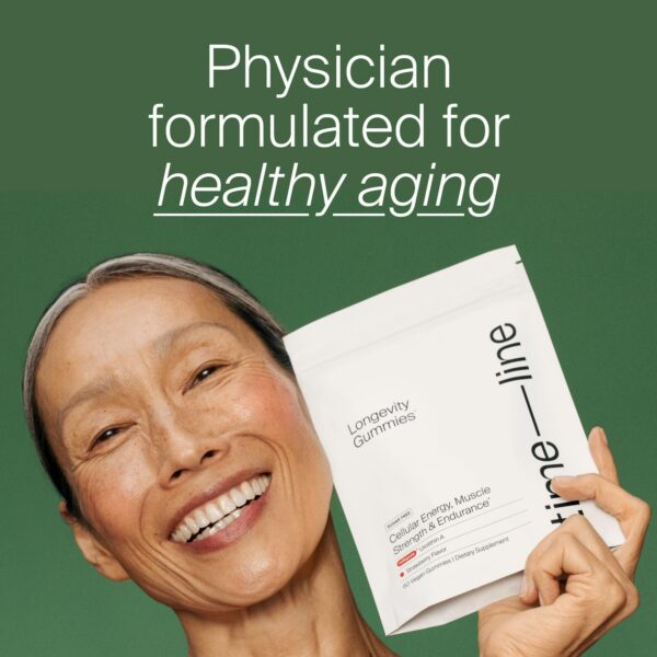 Frasco abierto de gomitas Mitopure de Timeline