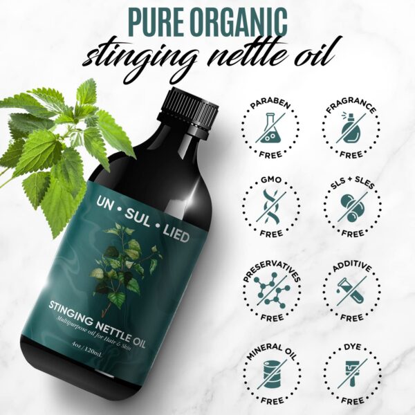 Frasco aceite ortiga para uso hombre y mujer para cuidado natural