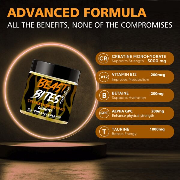 Frasco nutricional BEAST BITES con gomitas creatina monohidrato