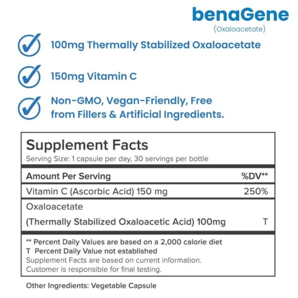 Frasco de Oxaloacetato Benagene con cápsulas