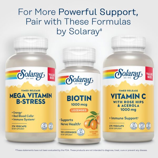 Frasco de Biotina Solaray 1000 mcg 100 pastillas