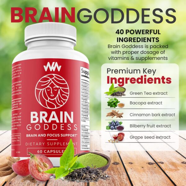 Frasco de Brain Goddess por Warped Wellness para claridad mental