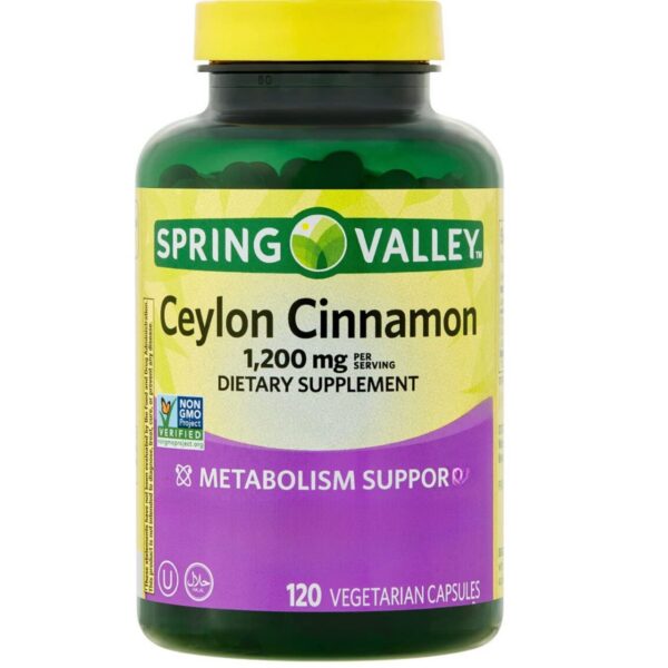 Frasco con cápsulas de Canela de Ceilán Spring Valley