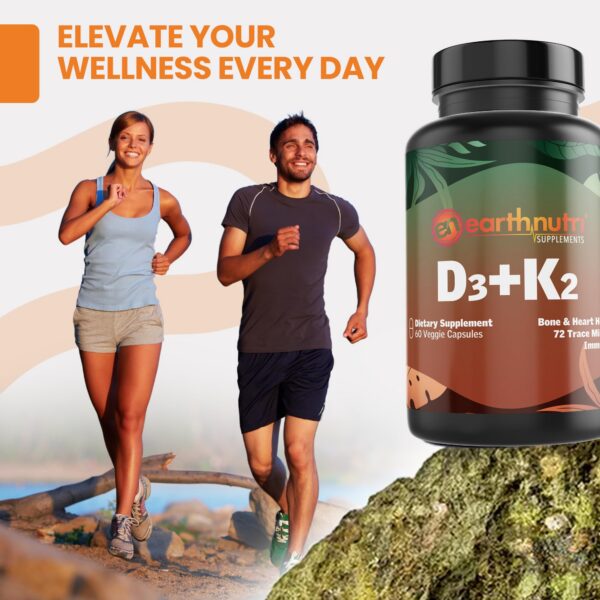 Frasco con cápsulas y etiqueta EarthNutri