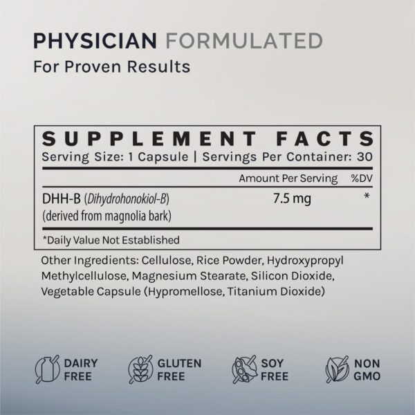 Frasco de cápsulas con extracto de magnolia para relajación