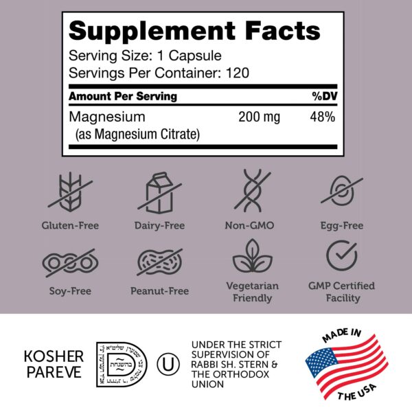 Frasco con cápsulas de magnesio bioactivo Zahler para energía y salud