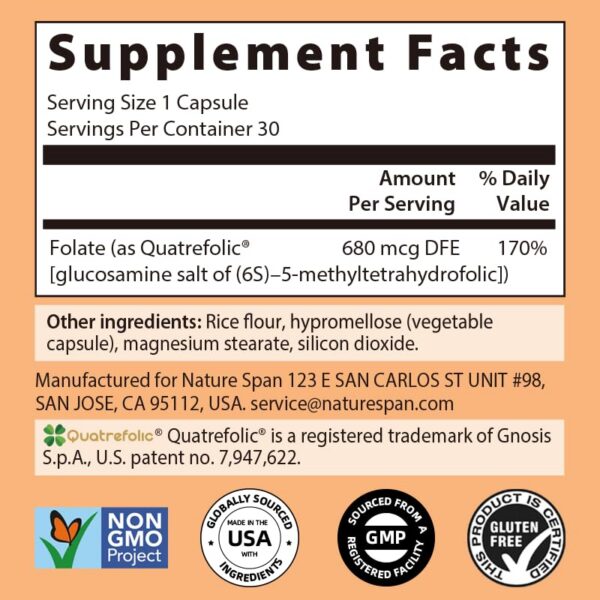 Frasco y cápsulas NATURESPAN folato biodisponible