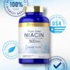 Frasco y cápsulas de niacina sin rubor Carlyle 500mg