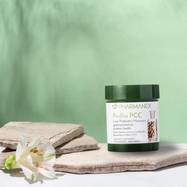 Frasco y cápsulas Nu Skin ProBio suplemento probiótico