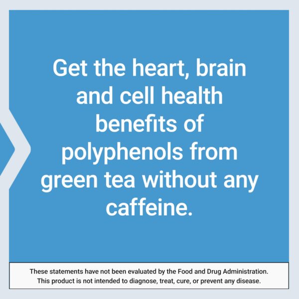 Frasco y cápsulas del té verde descafeinado Life Extension