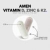 Frasco cápsulas veganas vitamin d k2 zinc amen