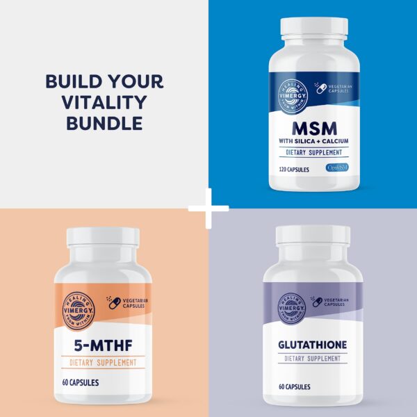 Frasco y cápsulas Vimergy 5-HTP para apoyo emocional