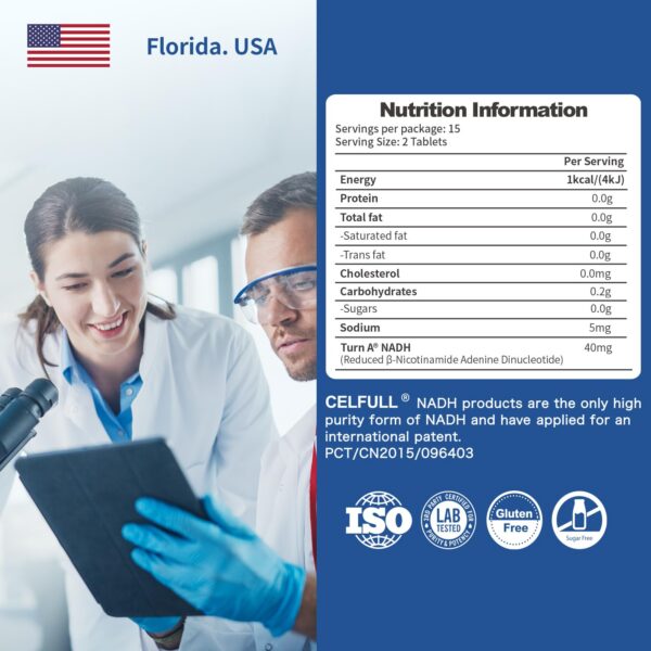 Frasco CELFULL NADH suplemento NAD energía limpia