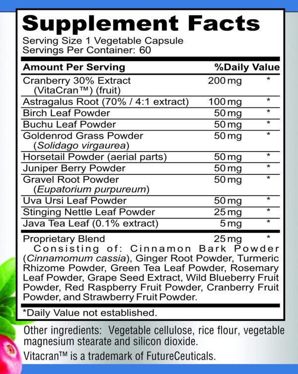 Frasco cerrado cápsulas YUMMYVITE limpieza renal Herbal y antioxidantes