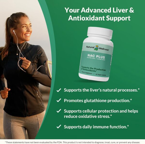 Version 1.0.0 Frasco completo Natural Wellness NAC Plus suplemento detox hepático