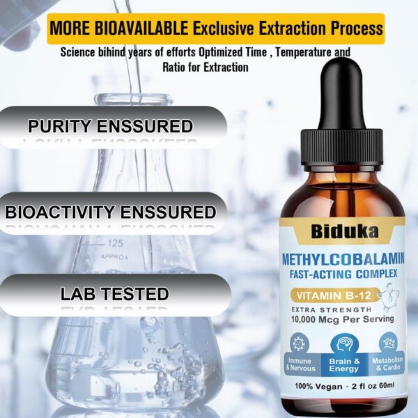 Frasco completo suplemento gotas sublinguales B12 Biduka