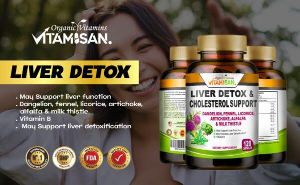 Frasco detox Vitamisan con ingredientes naturales para hígado