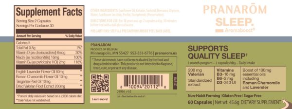 Version 1.0.0 Frasco frontal de Aromaboost Sleep Pranarom 60 unidades