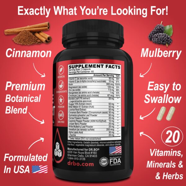 Frasco de Gluco Support Metabolismo 60 cápsulas Dr Bo