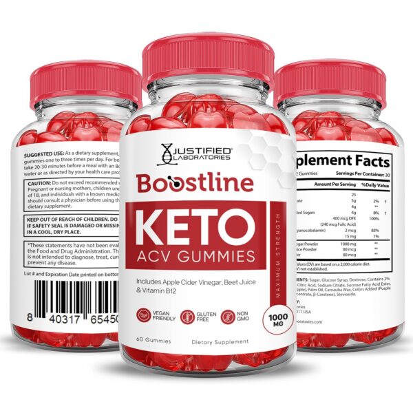 Frasco y gomitas Boostline Keto ACV para apoyo diario saludable