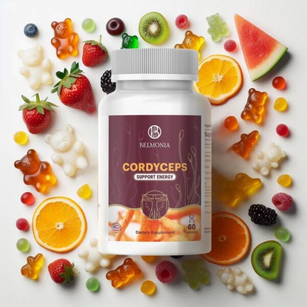 Frasco gomitas Cordyceps Belmonia energía y resistencia